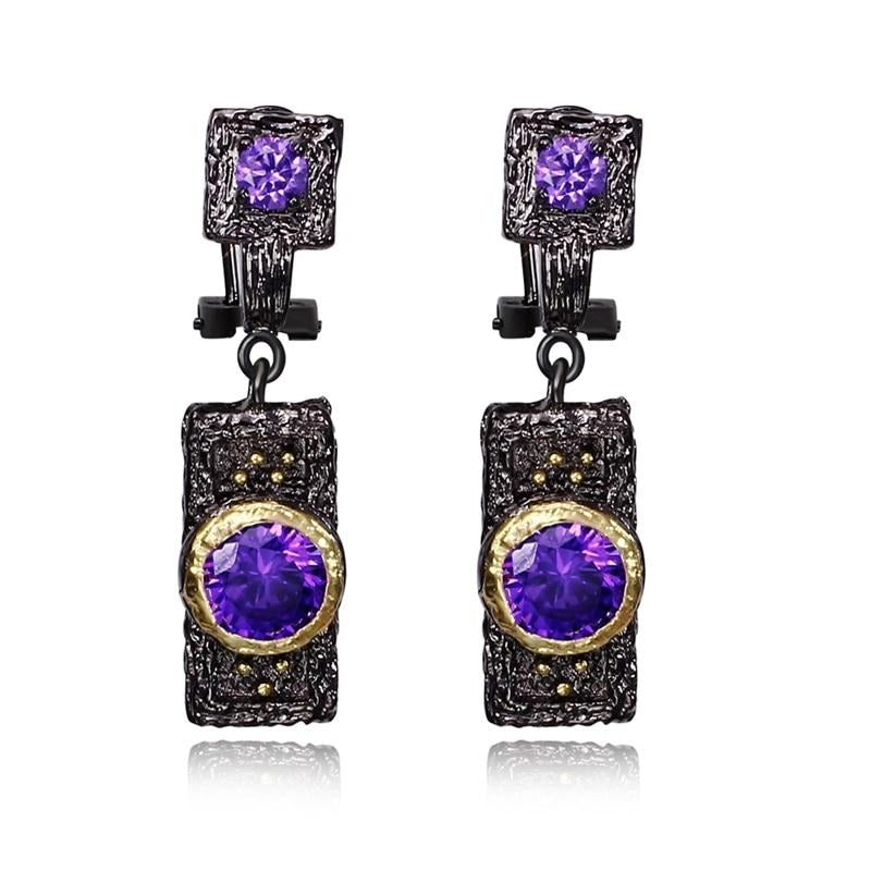 Purple Stone Luxury Earrings