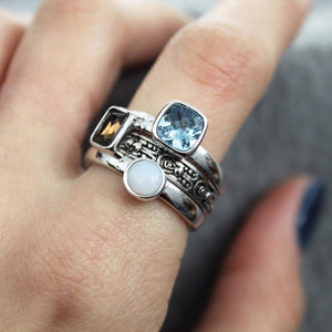 Light Blue Stone Solitaire Ring