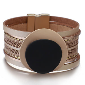 Circle Matte Charm Wide Bracelet (3 Variants)