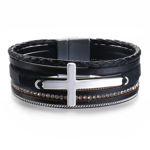 Cross Charm Leather Bracelet (2 Variants)