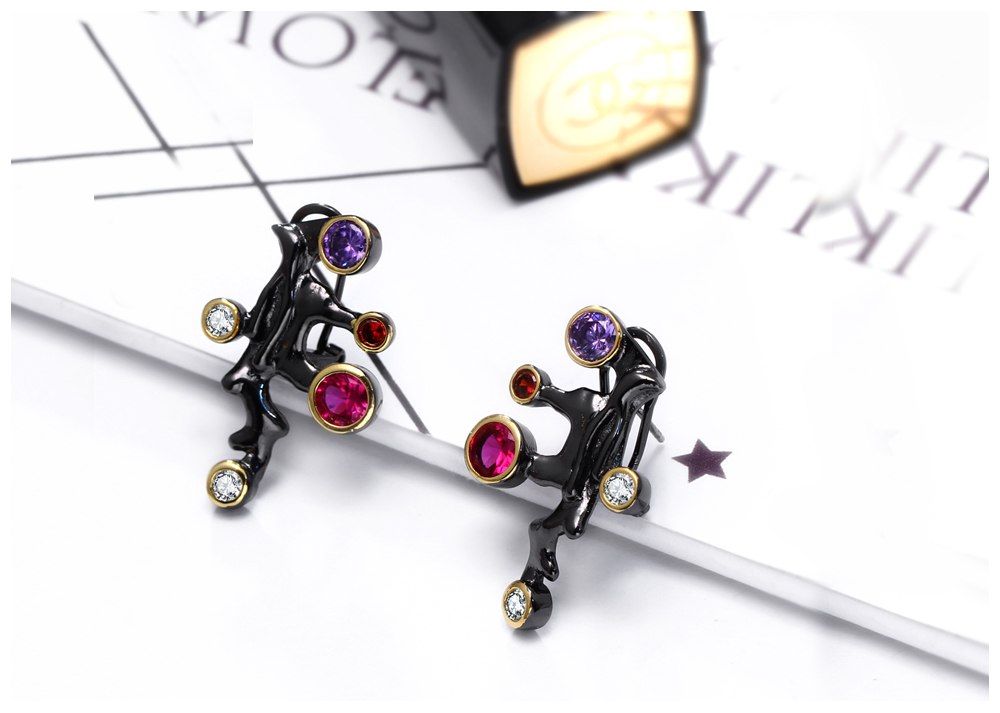 Long stud purple/red earrings, two variants