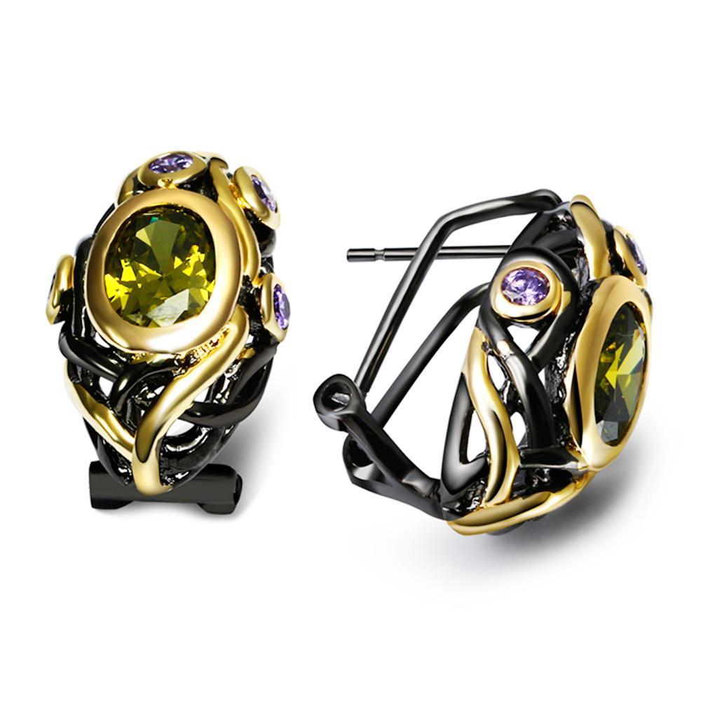 Olivine purple gold color stud earrings